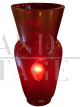 Seguso red vase lamp in Murano glass