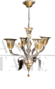 Cesare Toso chandelier in white and gold Murano glass              