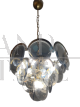 60s Vistosi Murano chandelier in smoked glass and brass