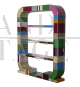 Art Deco style double-sided bookcase in multicolored Murano glass