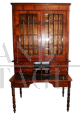 Antique showcase bookcase with writing desk, mid 19th century