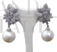 White gold flower earrings with Australian pearls and diamonds