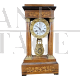 Empire portal clock in inlaid walnut, mid-19th century