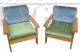 PAIR OF ARMCHAIRS IN PINE WOOD WITH VELVET CUSHIONS