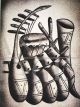 Nsingi - painting with ethnic musical instruments, Zaire