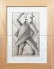 Double Man, Cubist Futurist drawing by Erto Zampoli, pencil on paper