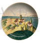 Cia Torino artistic plate in ceramic painted in futurist style, 1930s