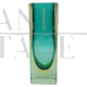 Small 1970s vase in aqua green and yellow submerged Murano glass