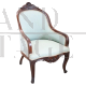 Antique upholstered armchair in carved walnut from the Louis Philippe era, mid-1800s