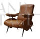 Reclining armchair by Nello Pini in brown skai