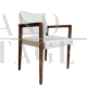 Vintage Scandinavian armchair in wood and white bouclé wool, 1970s