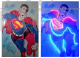 Rolando Pellini - Superman painting with LEDs, acrylics on canvas      