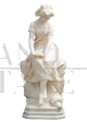 Antique sculpture of a girl in alabaster, 19th century France
