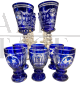 Set of 12 glasses and goblets in finely decorated blue Murano glass, Italy 1970s