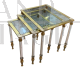 Set of 3 glass and brass nesting tables