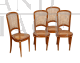 Set of four antique Napoleon III chairs in fine woods and Vienna straw