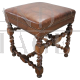 Antique walnut and leather stool from the 18th century