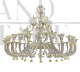 Sumptuous large chandelier in transparent, white and gold Murano glass