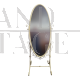 Adjustable oval floor mirror in ivory-colored metal