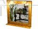 Vintage bamboo mirror with lights and shelf, Italy 1970s