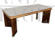 Art deco style table in mahogany and briar with black glass top