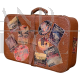 Vintage Leather Suitcase with Travel Stickers