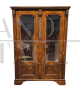 Antique display cabinet in carved walnut wood