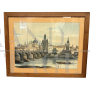 Antica oleografia di fine '800 con Ponte Carlo di Praga                            