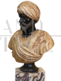 Busto di moro dell'800 in marmo nero Belgio e onice