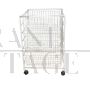 Carrello espositore vintage in metallo bianco con cassetti                            