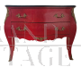 Cassettone comò in stile barocco laccato rosso antico                            