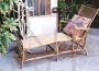 Chaise longue anni '60 in bamboo laccato ocra