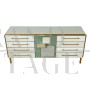 Comò buffet design in vetro colorato con anta centrale                            