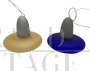 Coppia di lampade pendenti ITre in vetro di Murano blu e giallo                            