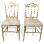 Coppia di sedie antiche tipo Chiavarine dorate a foglia oro, fine '800                            