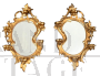 Coppia di specchi antichi Luigi Filippo in legno dorato e intagliato                            