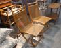 Coppia di sedie vintage in legno tipo bamboo e paglia di Vienna                            