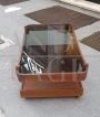 Tavolino da salotto vintage in teak con rotelle e piano in vetro