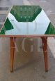 Tavolo da pranzo vintage con piano in vetro verde