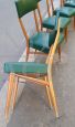 Set di 6 sedie vintage modernariato in skai verde, anni '50