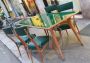Set di 6 sedie vintage modernariato in skai verde, anni '50