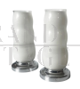 Coppia di lampade da tavolo modernariato in vetro bianco                            