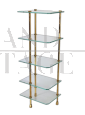 Libreria étagère modernariato in ottone e vetro