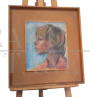Mina Anselmi - dipinto ritratto di donna ad olio, anni '40                            