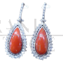 Orecchini a goccia in oro bianco con diamanti e corallo rosso AKA 