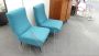 Poltrone anni '50 in lana di Bouclé azzurra                            