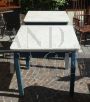 Tavolo da cucina vintage azzurro con piano in marmo di Carrara