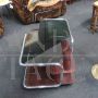 Tavolino da salotto vintage con rotelle e portabottiglie