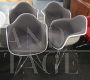 Set di 4 poltroncine Eames Plastic Armchairs DAR Vitra imbottite grigie