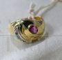 Anello anni '80 in oro con diamanti e rubino                            